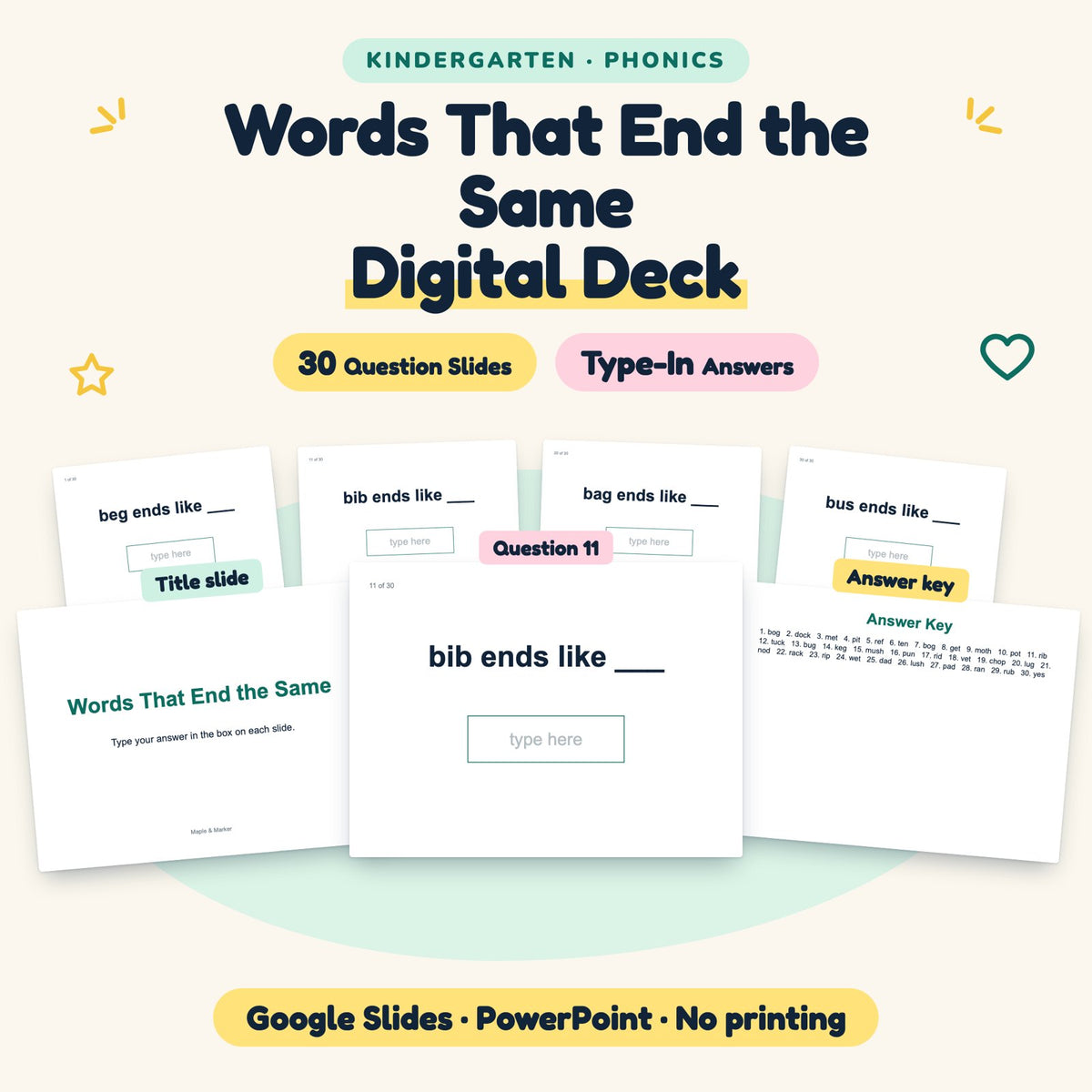 Words That End the Same Digital Activity | Kindergarten — cover
