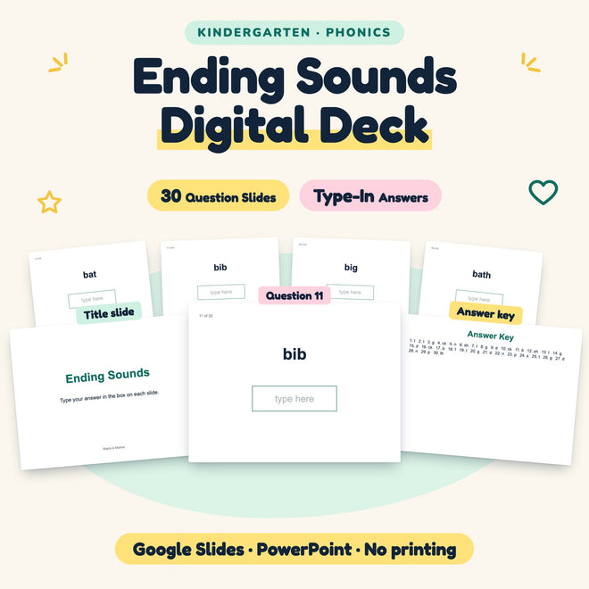 Ending Sounds Digital Activity | Google Slides, Kindergarten — cover