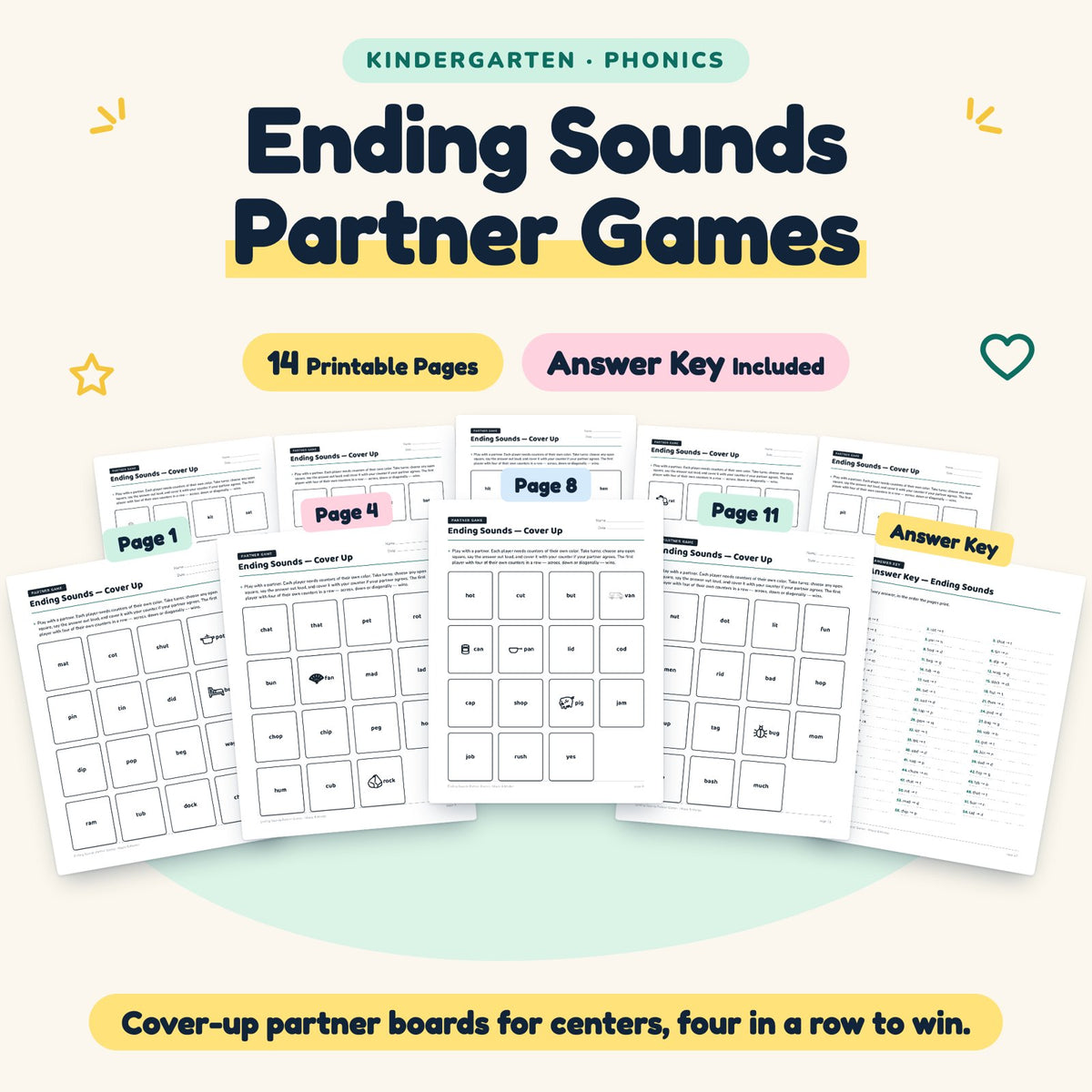 14 Ending Sounds Partner Games — cover