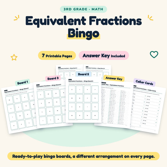 7 Equivalent Fractions Bingo — cover