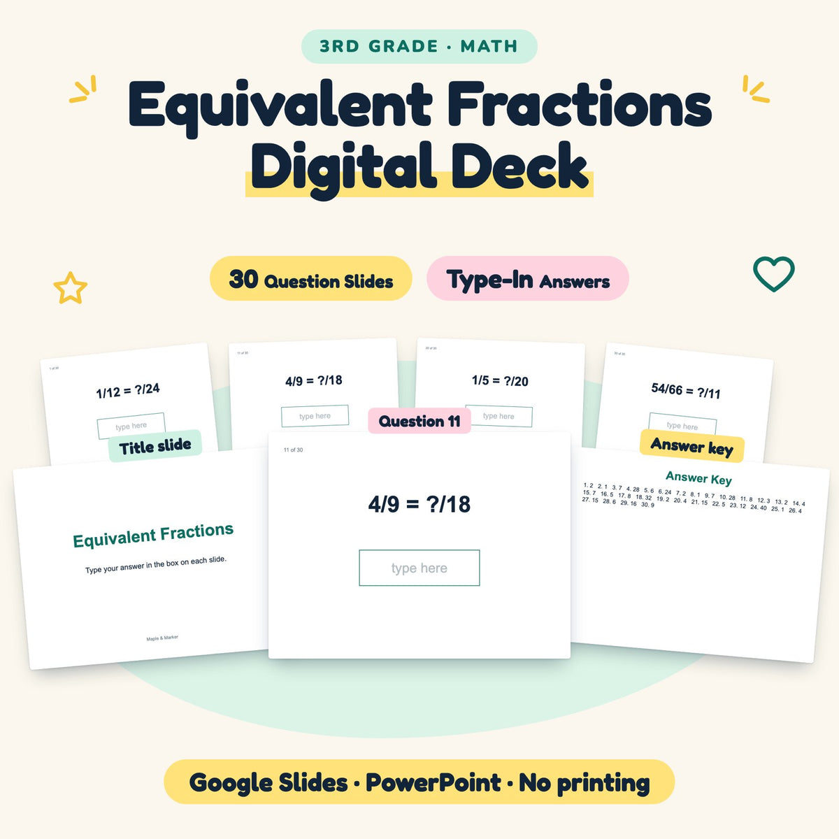 Equivalent Fractions Digital Activity | 3rd Grade — cover