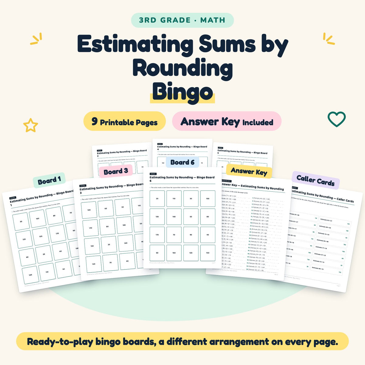 9 Estimating Sums by Rounding Bingo — cover