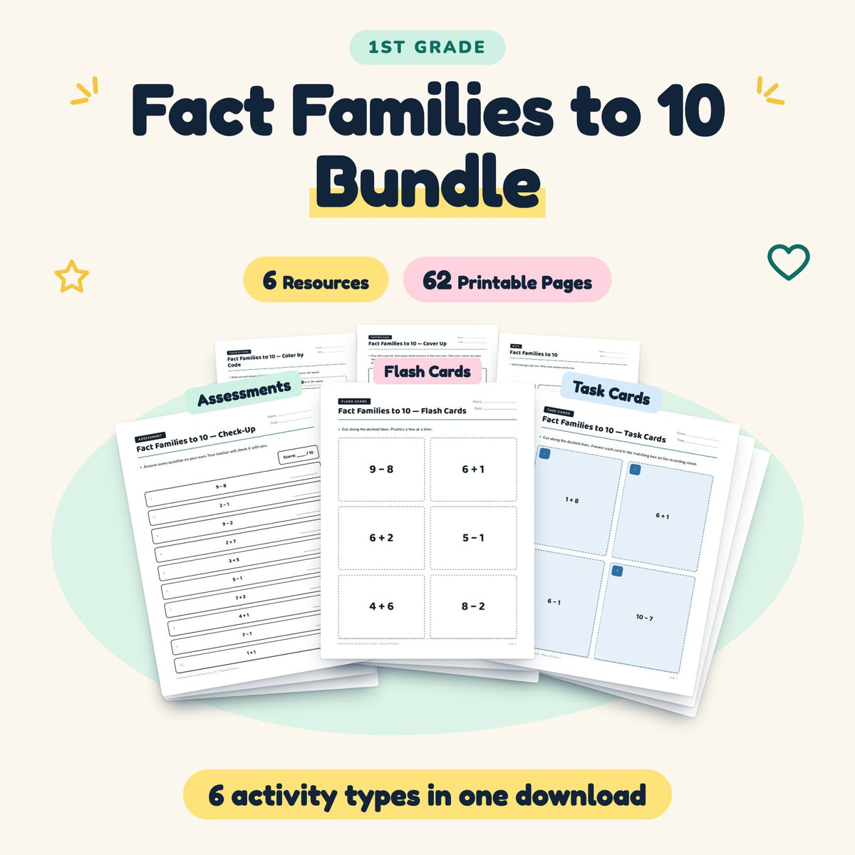 Fact Families to 10 Bundle | 1st Grade Math (6 Resources) — cover