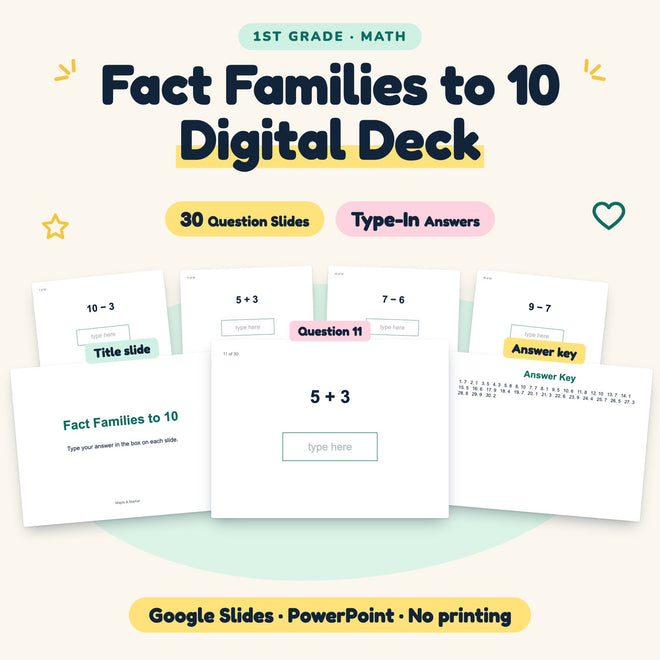30 Question Fact Families to 10 Digital Deck — cover