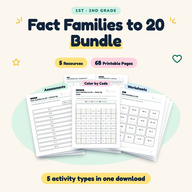 52 Page Fact Families to 20 Bundle — cover