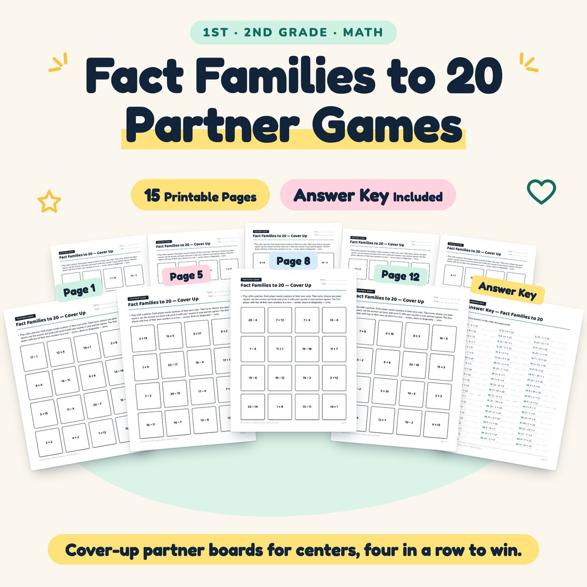 15 Fact Families to 20 Partner Games — cover