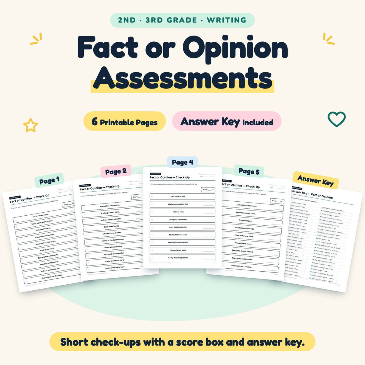 6 Fact or Opinion Assessments — cover