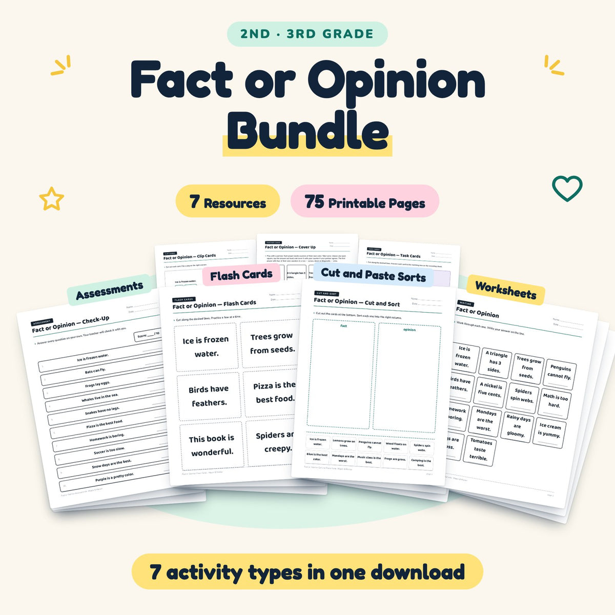 Fact or Opinion Bundle | 2nd–3rd Grade Writing (7 Resources) — cover