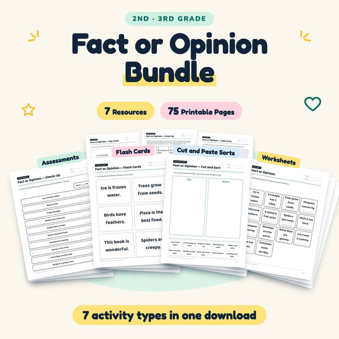Fact or Opinion Bundle | 2nd–3rd Grade Writing (7 Resources) — cover