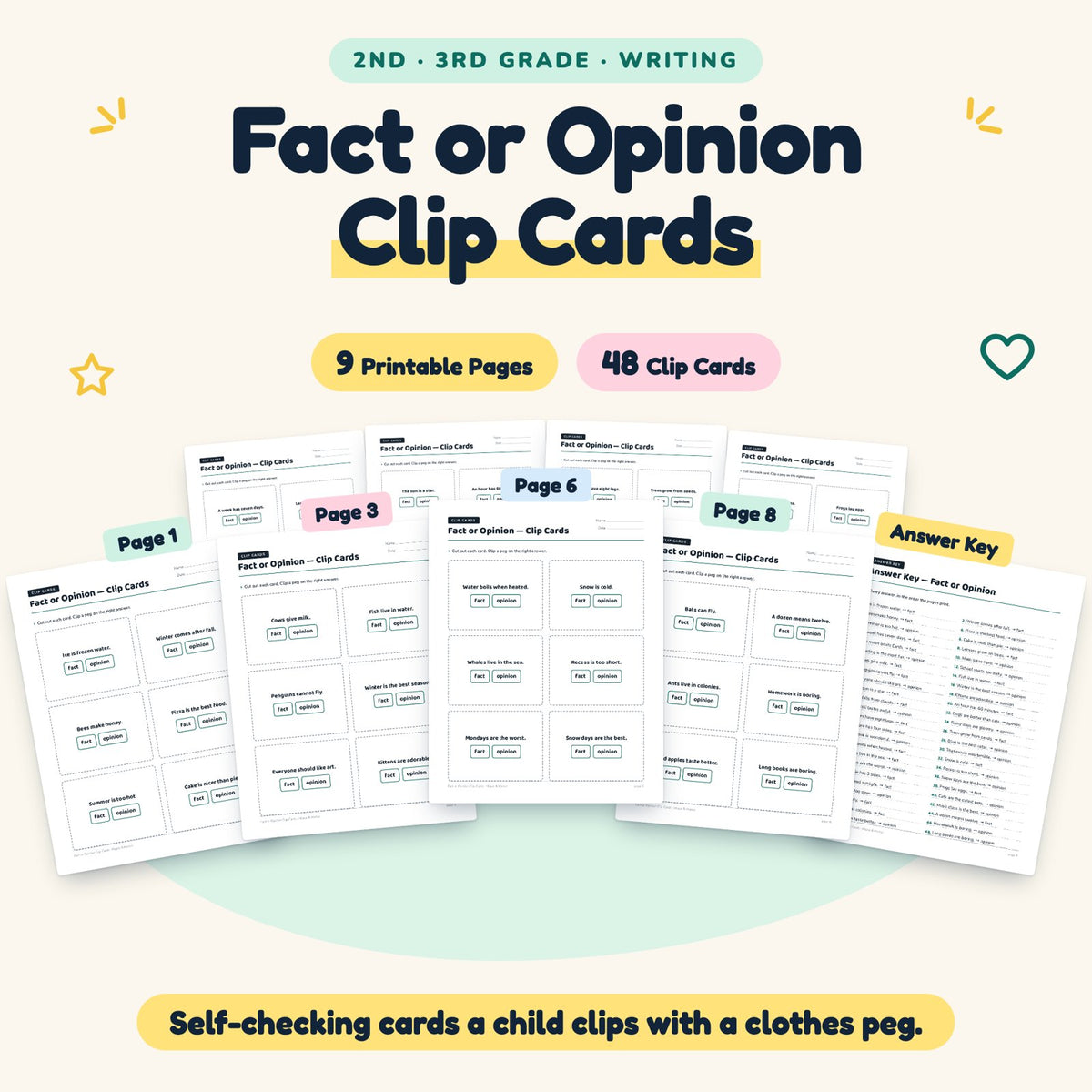 48 Fact or Opinion Clip Cards — cover