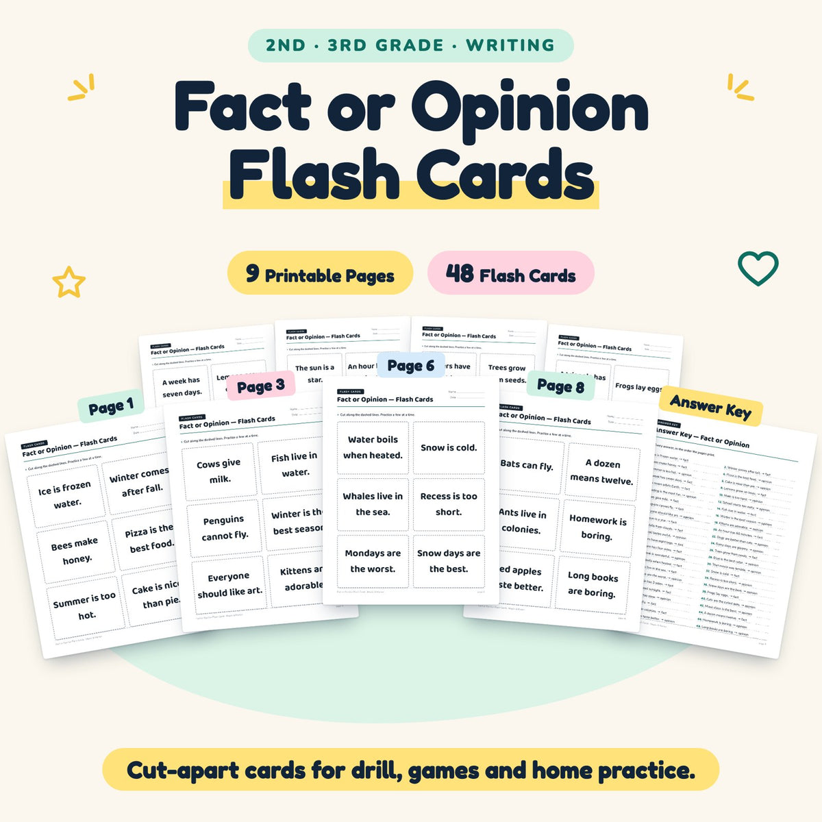 48 Fact or Opinion Flash Cards — cover