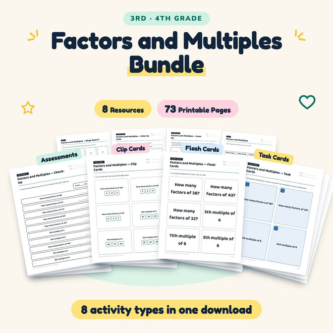 Factors and Multiples Bundle | 3rd–4th Grade (8 Resources) — cover