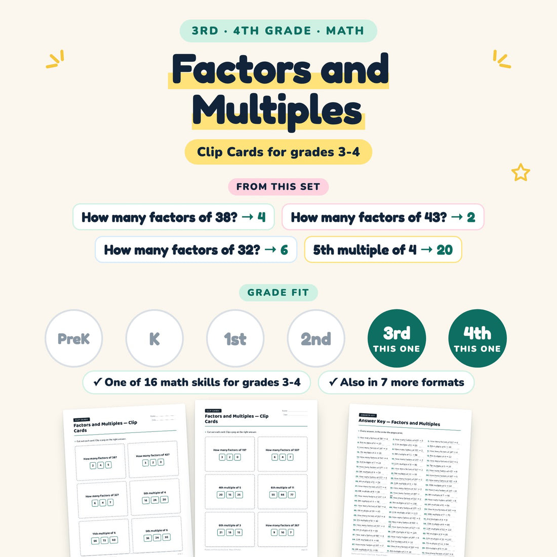 Factors and Multiples: skill and grade fit