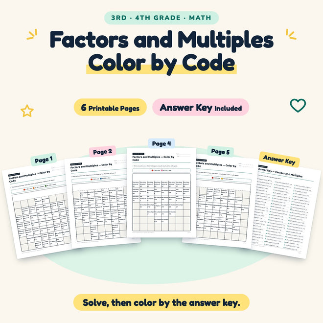 6 Factors and Multiples Color by Code — cover