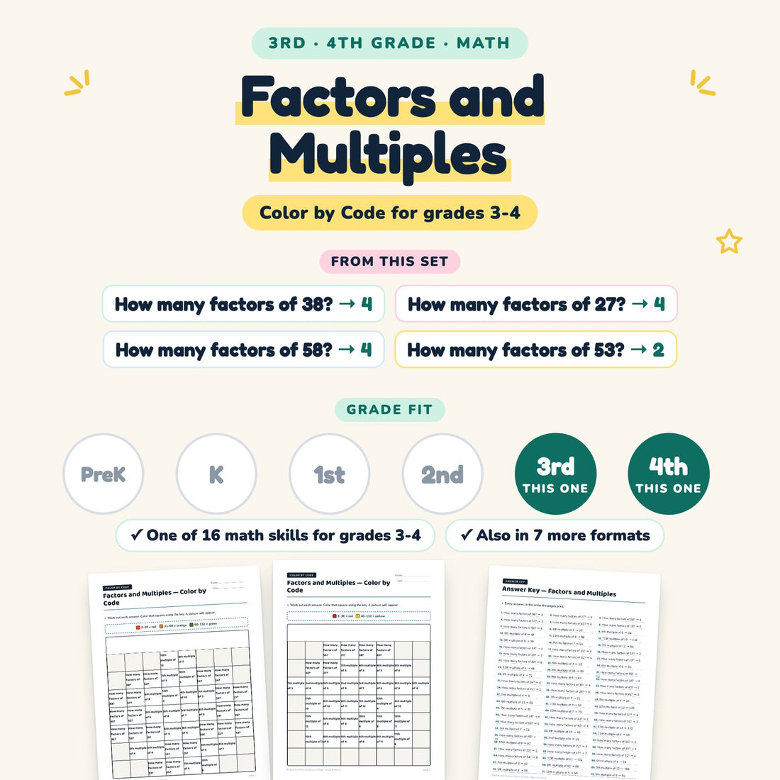Factors and Multiples: skill and grade fit