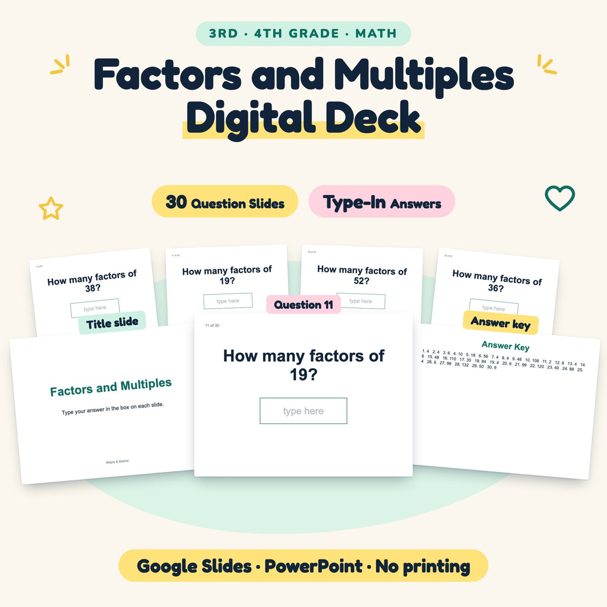 30 Question Factors and Multiples Digital Deck — cover