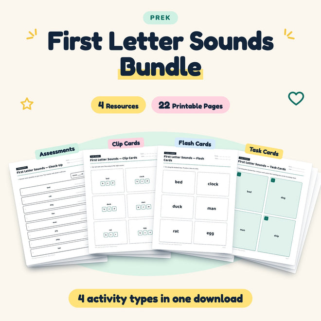 First Letter Sounds Bundle | Preschool Phonics (4 Resources) — cover