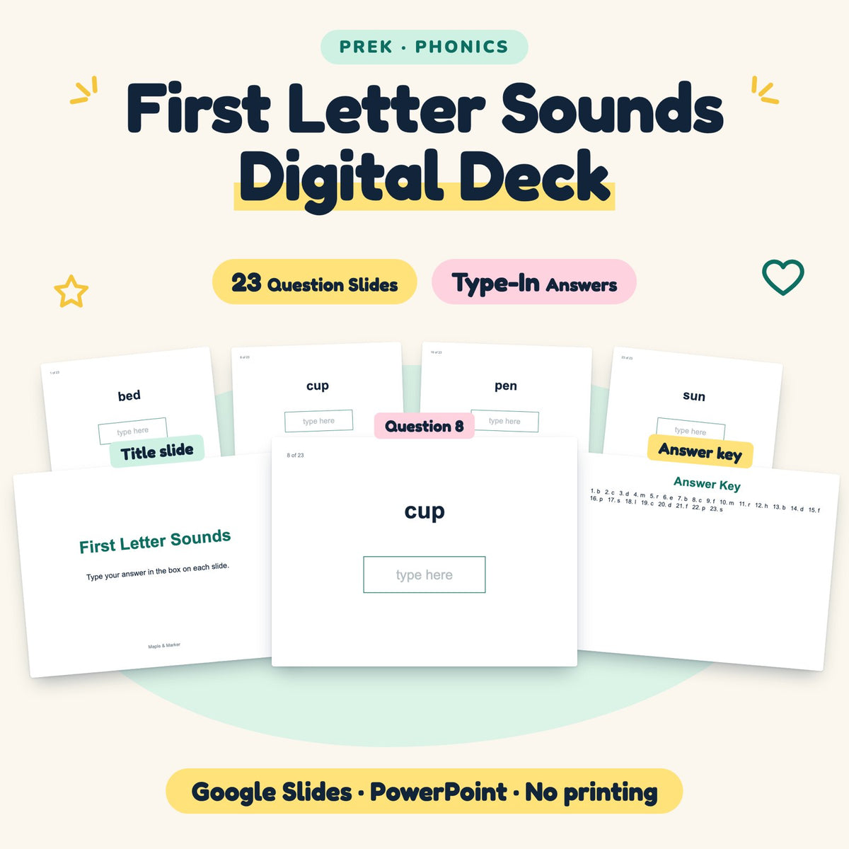 23 Question First Letter Sounds Digital Deck — cover