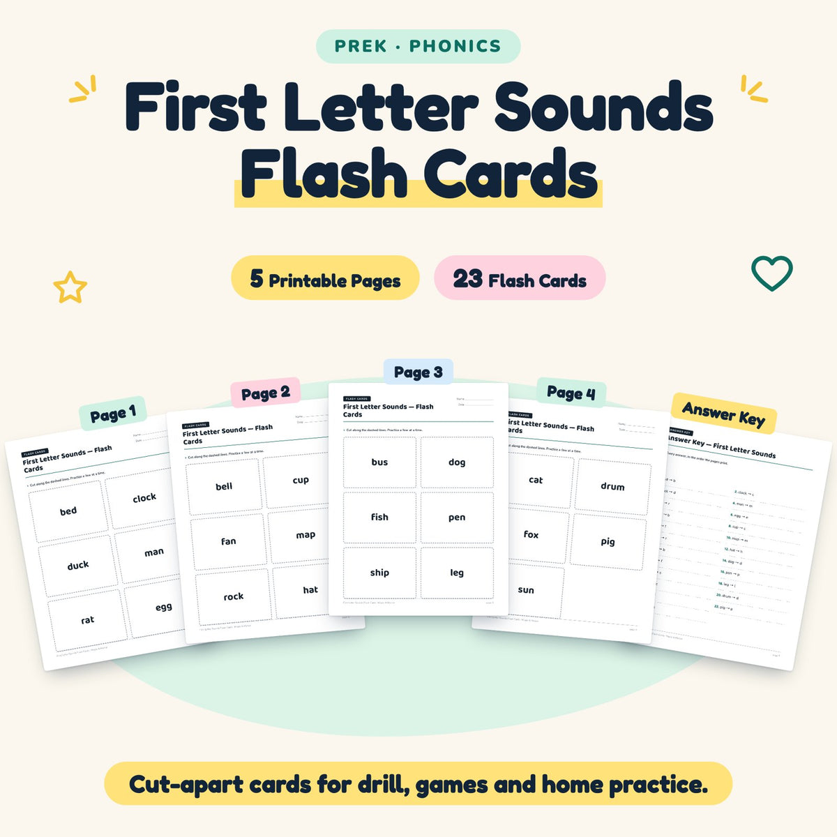 23 First Letter Sounds Flash Cards — cover