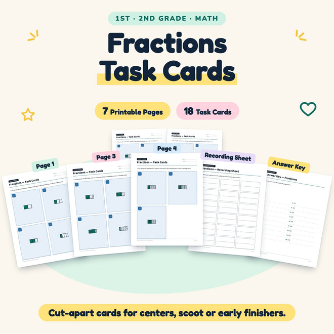 18 Fractions Task Cards — cover