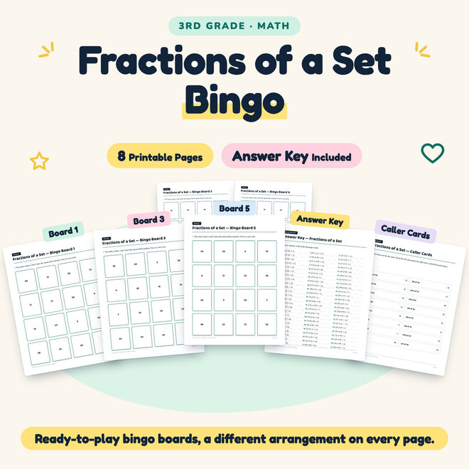 8 Fractions of a Set Bingo — cover