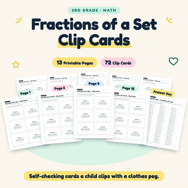 72 Fractions of a Set Clip Cards — cover