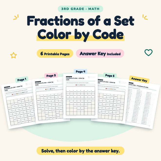 6 Fractions of a Set Color by Code — cover