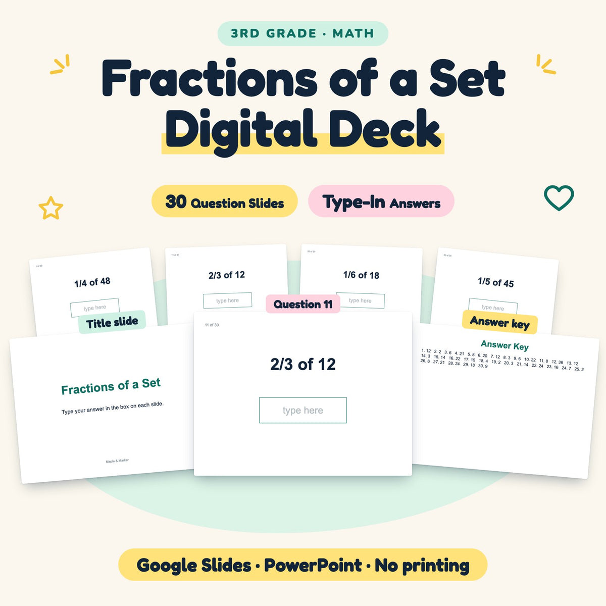 30 Question Fractions of a Set Digital Deck — cover