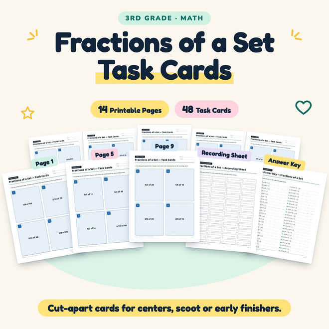 48 Fractions of a Set Task Cards — cover