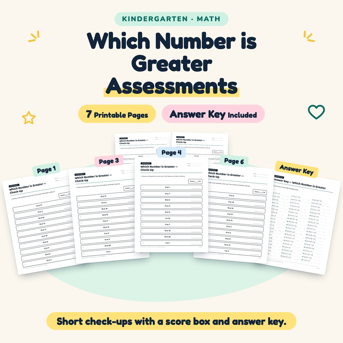 7 Which Number is Greater Assessments — cover