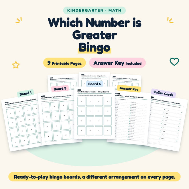 9 Which Number is Greater Bingo — cover