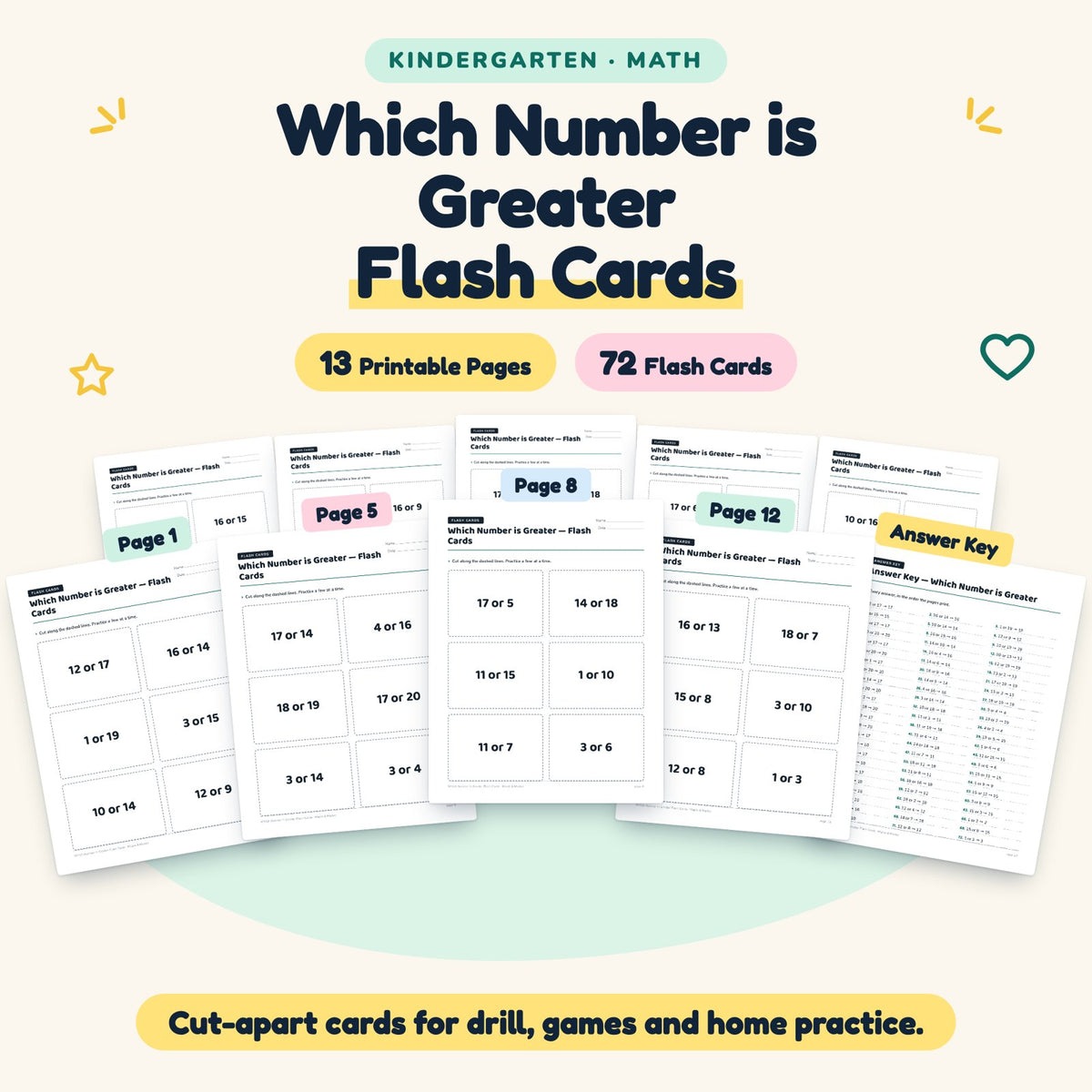 72 Which Number is Greater Flash Cards — cover