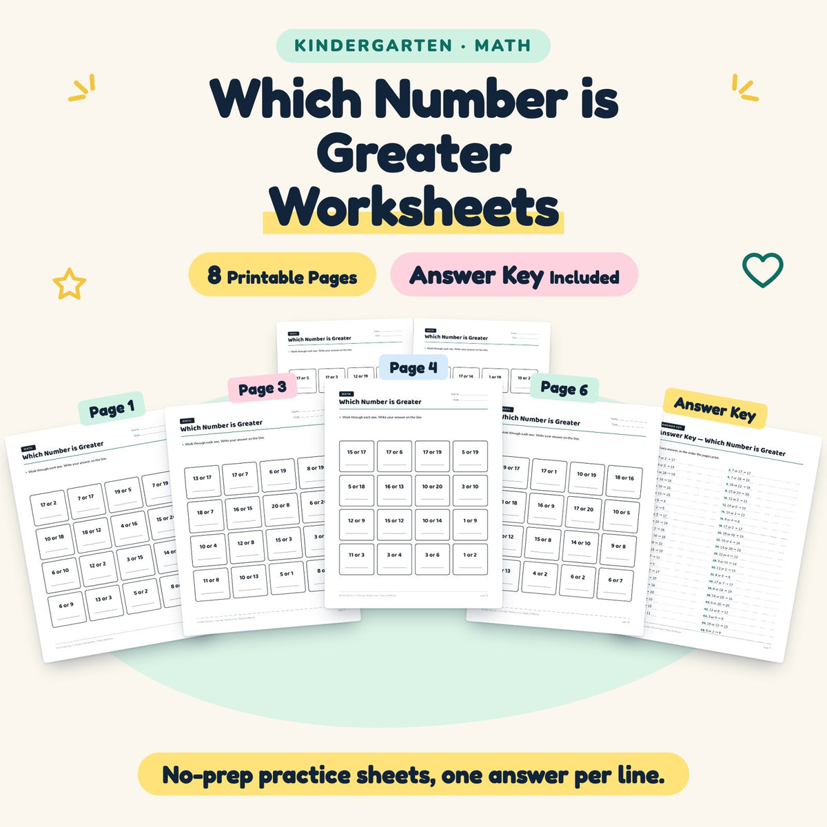 8 Which Number is Greater Worksheets — cover