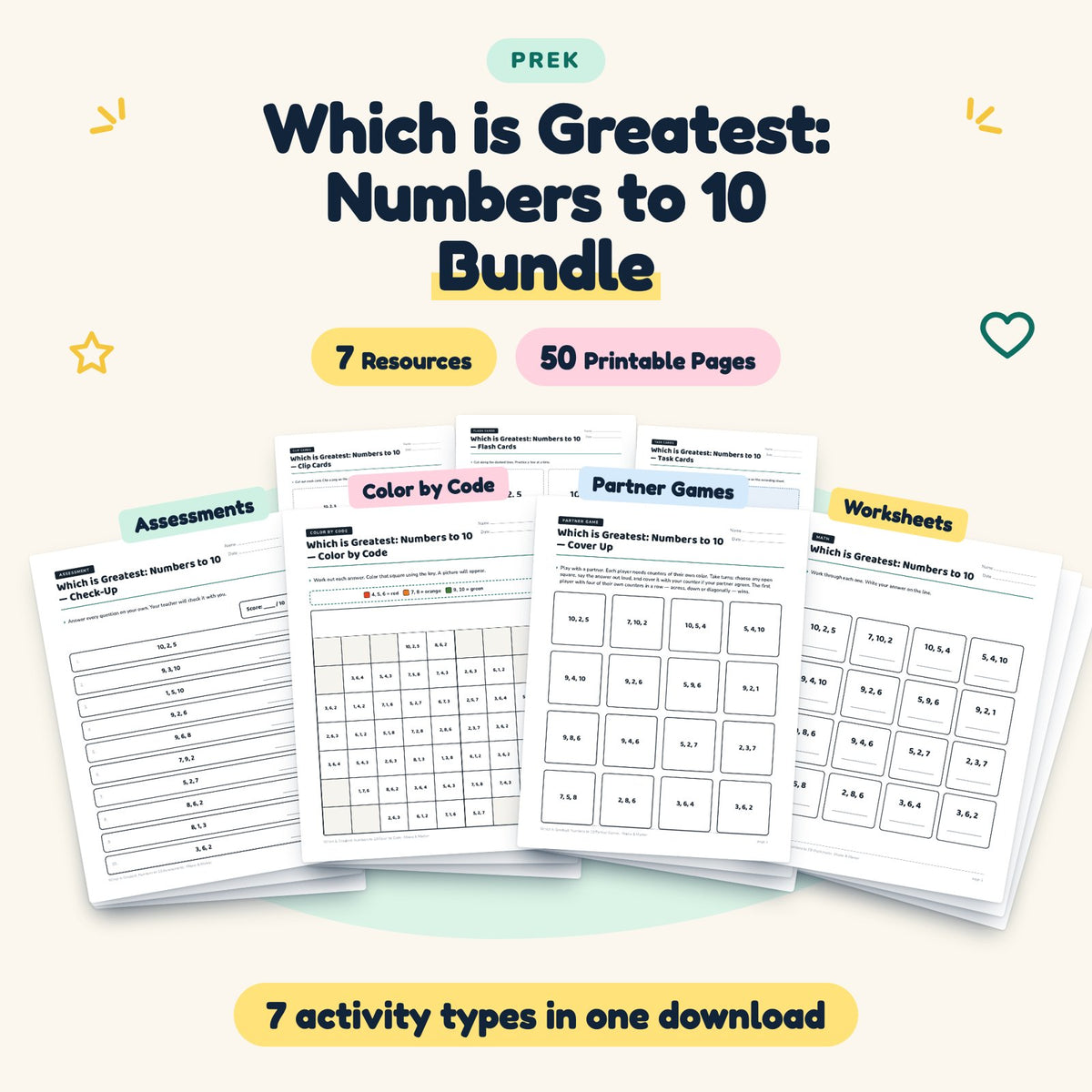 50 Page Which is Greatest: Numbers to 10 Bundle — cover
