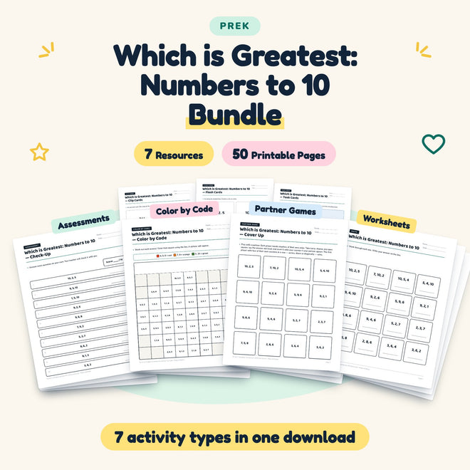 50 Page Which is Greatest: Numbers to 10 Bundle — cover