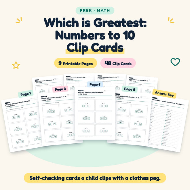 48 Which is Greatest: Numbers to 10 Clip Cards — cover