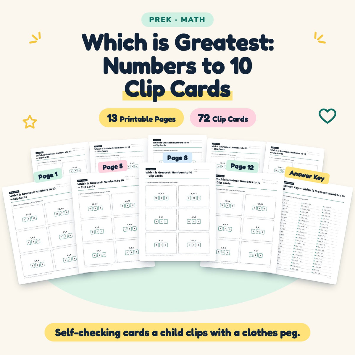 Which is Greatest Clip Cards | Preschool Math (48 Cards) — cover