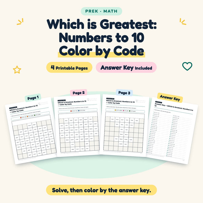 4 Which is Greatest: Numbers to 10 Color by Code — cover