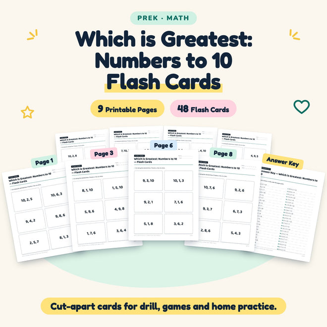 48 Which is Greatest: Numbers to 10 Flash Cards — cover