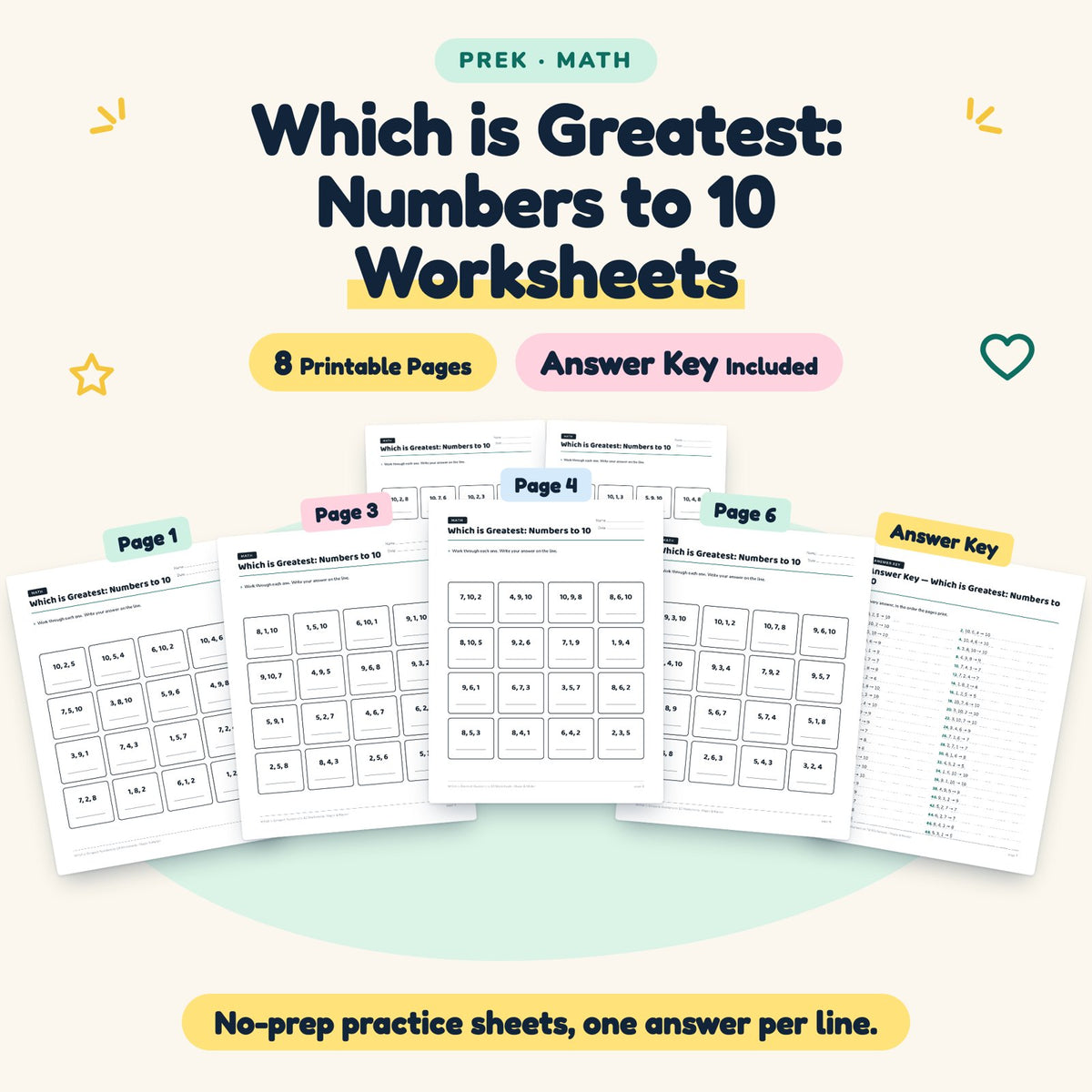 Which is Greatest Worksheets | Preschool Math (4 Pages) — cover
