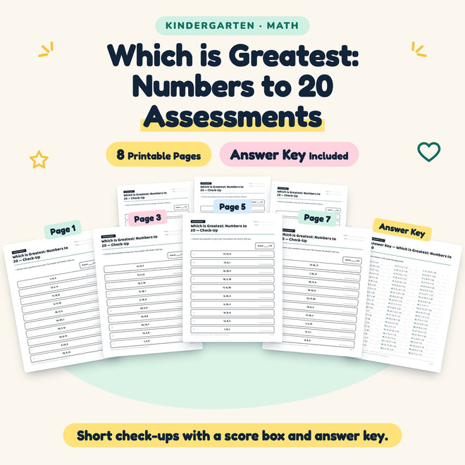 Which is Greatest Assessments | Kindergarten Math (6 Pages) — cover