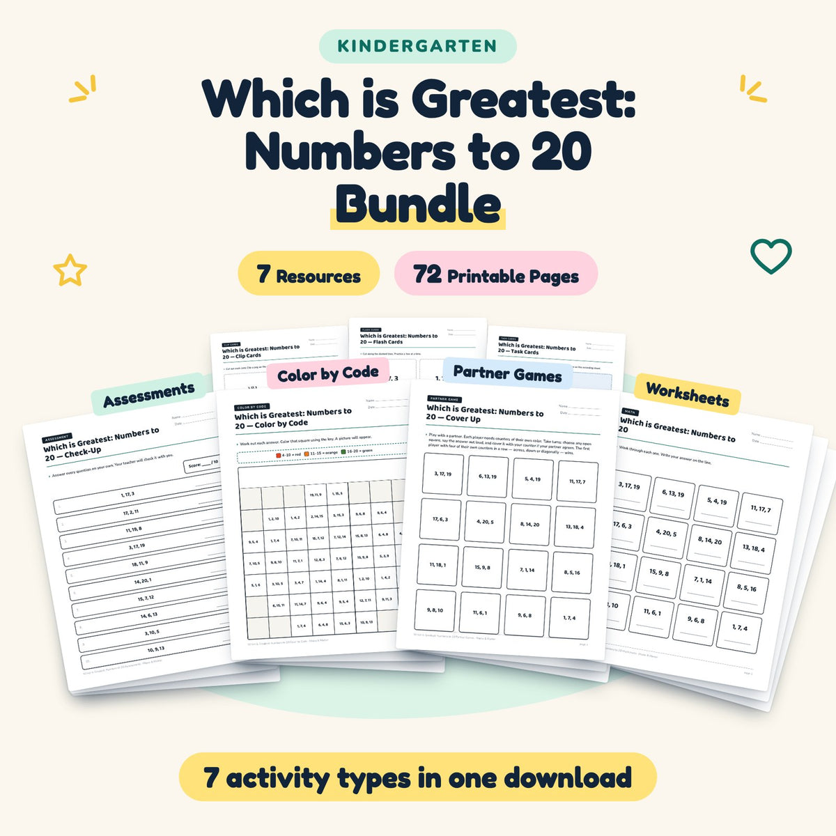 Which is Greatest Bundle | Kindergarten Math (7 Resources) — cover