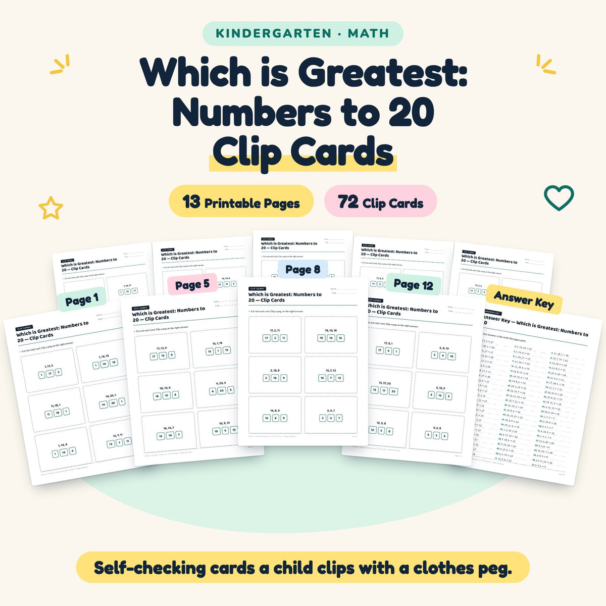 Which is Greatest Clip Cards | Kindergarten Math (48 Cards) — cover