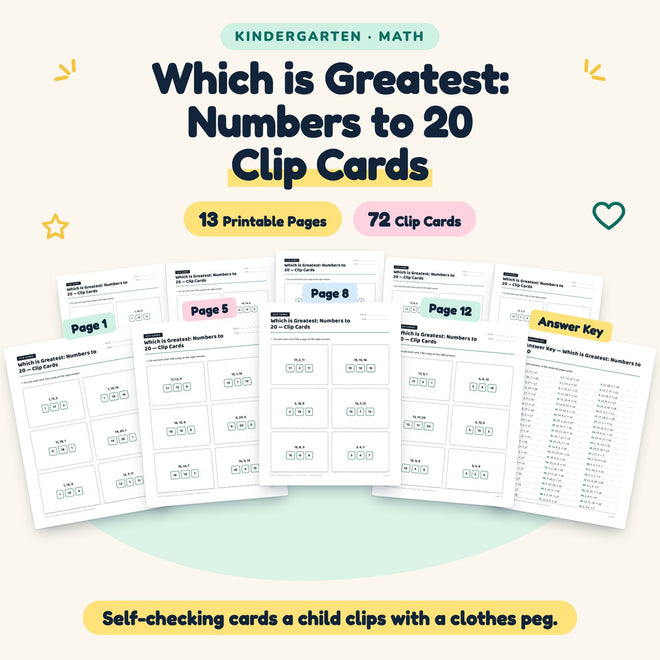 Which is Greatest Clip Cards | Kindergarten Math (48 Cards) — cover