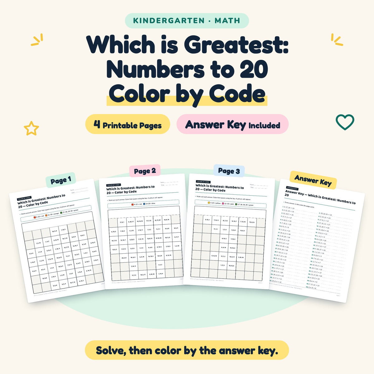 4 Which is Greatest: Numbers to 20 Color by Code — cover