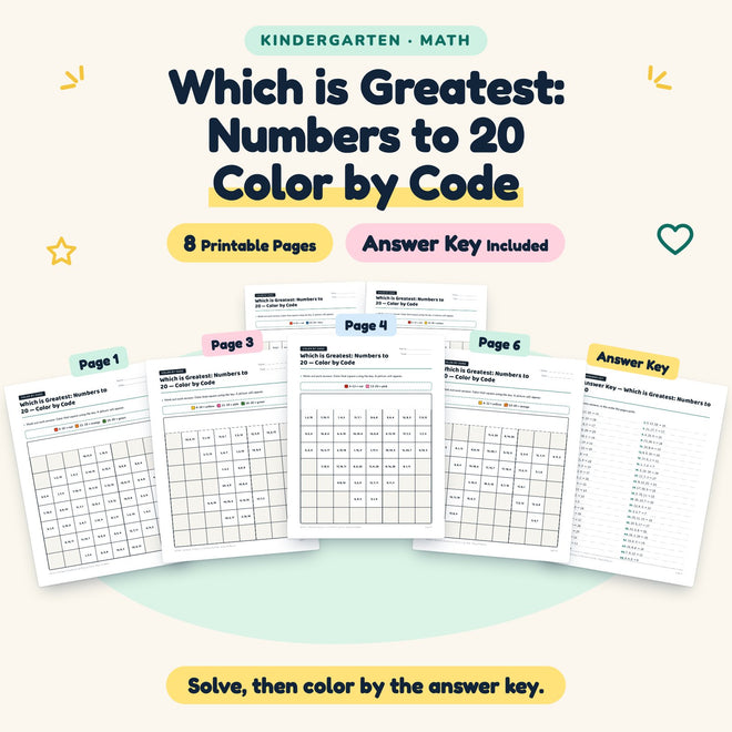 Which is Greatest Color by Code | Kindergarten (4 Pages) — cover