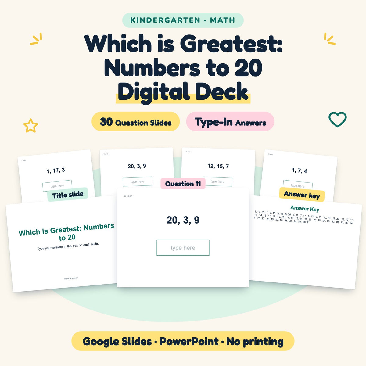 30 Question Which is Greatest: Numbers to 20 Digital Deck — cover