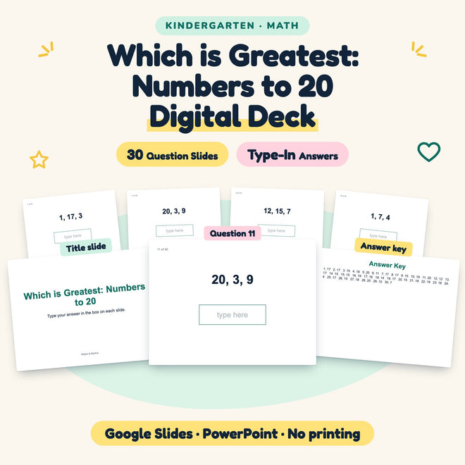 30 Question Which is Greatest: Numbers to 20 Digital Deck — cover