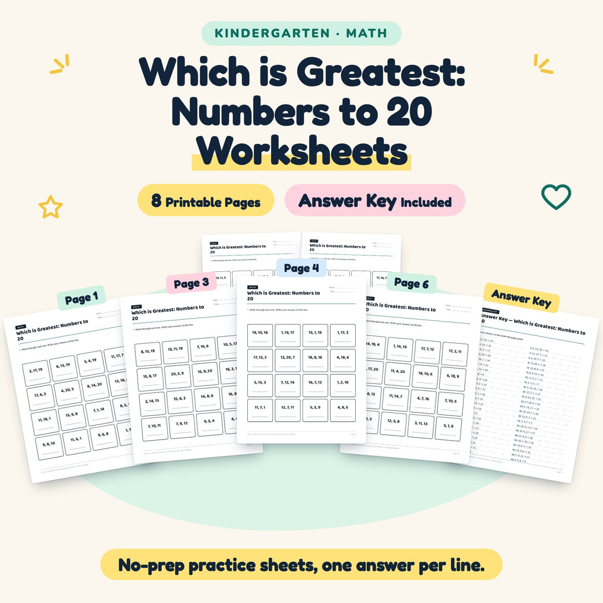 Which is Greatest Worksheets | Kindergarten Math (4 Pages) — cover
