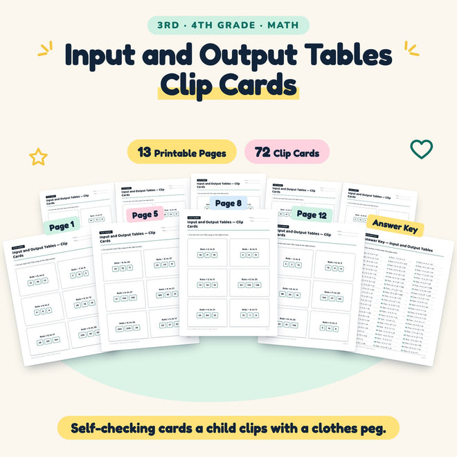 72 Input and Output Tables Clip Cards — cover